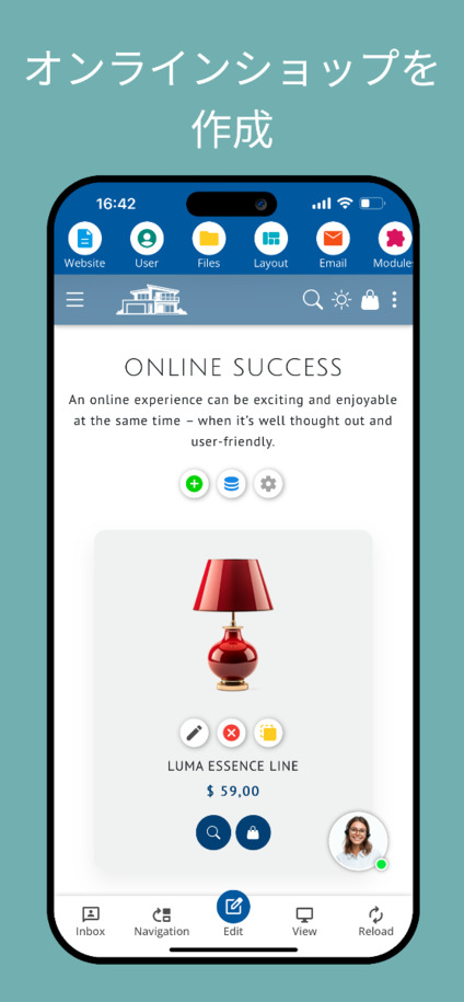 ウェブサイトビルダーアプリでオンラインショップを作成 - スマートフォンのスクリーンショット